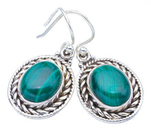 StarGems  Natural Malachite Handmade 925 Sterling Silver Earrings 1.25" F5635