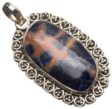 StarGems® Natural Navy Sodalite Handmade Unique 925 Sterling Silver Pendant 1 3/4" T2158