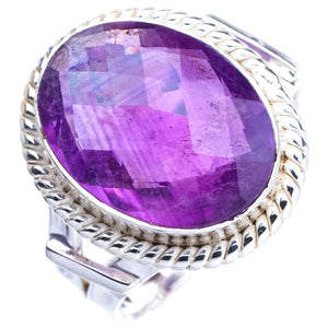 StarGems® Natural Amethyst Handmade 925 Sterling Silver Ring 8 E9274