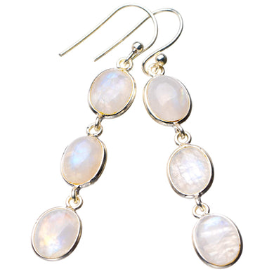 StarGems  Natural Rainbow Moonstone Handmade 925 Sterling Silver Earrings 2