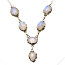 Natural Rainbow Moonstone Handmade Unique 925 Sterling Silver Necklace 18-18.5" B4332