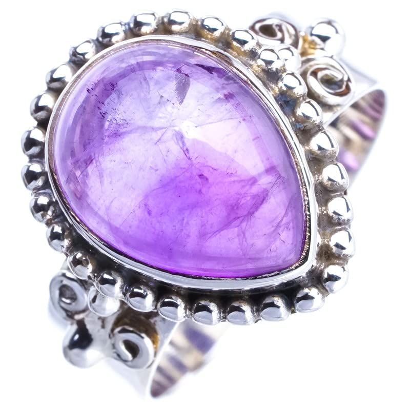 StarGems® Natural Amethyst Handmade 925 Sterling Silver Ring 8.5 E9302