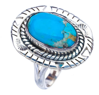 StarGems  Natural Turquoise Pigeon Handmade 925 Sterling Silver Ring 9.25 F2322