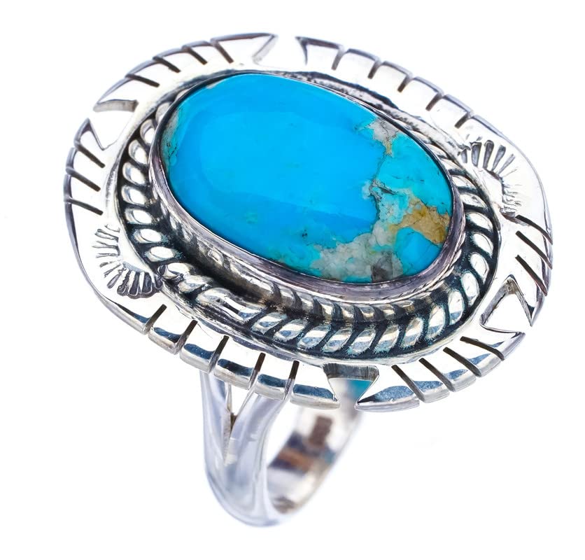 StarGems  Natural Turquoise Pigeon Handmade 925 Sterling Silver Ring 9.25 F2322