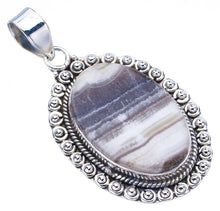 StarGems  Natural Zebra Calcite Handmade 925 Sterling Silver Pendant 1.75" F4557