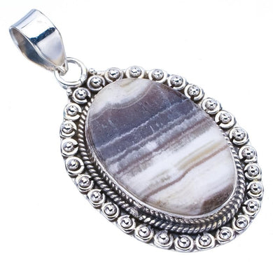 StarGems  Natural Zebra Calcite Handmade 925 Sterling Silver Pendant 1.75