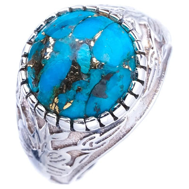 StarGems  Natural Copper Turquoise Handmade 925 Sterling Silver Ring 7.5 E9389