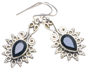 StarGems  Natural Black Onyx Handmade Unique 925 Sterling Silver Earrings 1.5" X4469