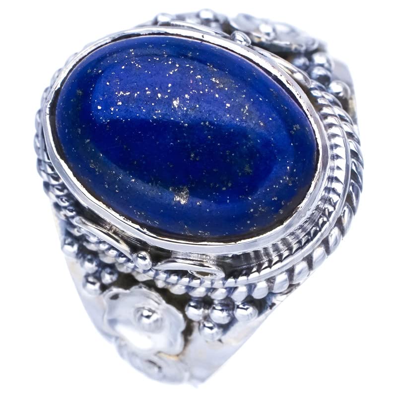 StarGems® Natural Lapis Lazuli Handmade 925 Sterling Silver Ring 7.5 F0052