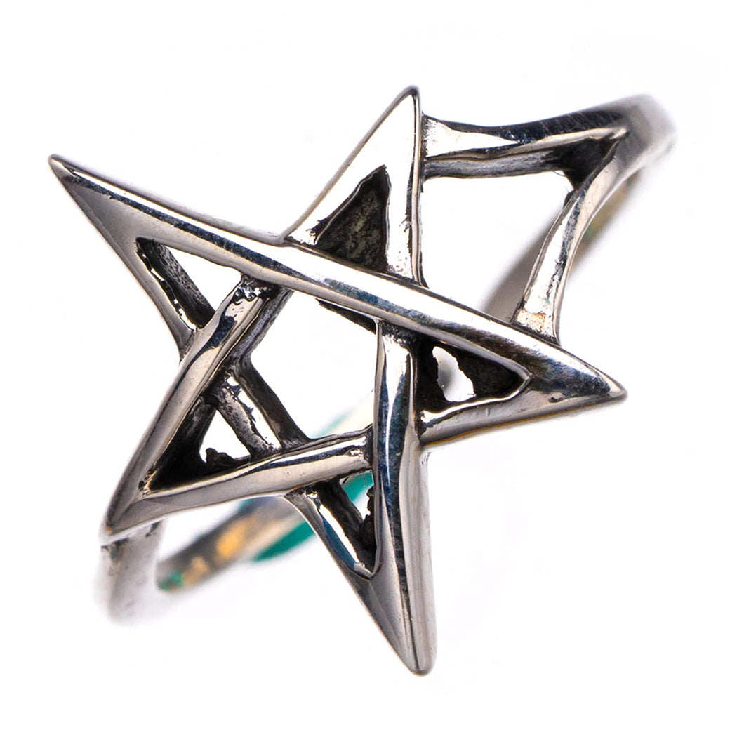 StarGems  Antique Finish 3D Five-Stars Adjustable Handmade 925 Sterling Silver Vintage Ring 7.25 C2121