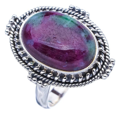 StarGems  Natural Ruby Zoisite Handmade 925 Sterling Silver Ring 8.75 F1337