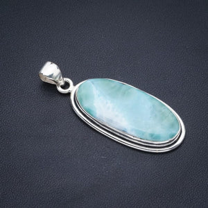 StarGems® Natural Larimar Handmade 925 Sterling Silver Pendant 1.75" F3339