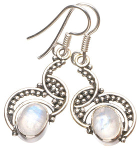 StarGems  Natural Rainbow Moonstone Handmade Mexican 925 Sterling Silver Earrings 1 1/4" T5096