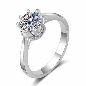 StarGems® Eight Prong Crown 1ct Moissanite 925 Silver Platinum Plated Ring RX020
