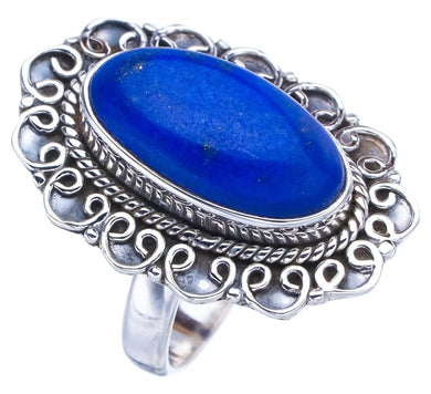 StarGems  Natural Lapis Lazuli Handmade 925 Sterling Silver Ring 6.75 F1803