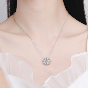 StarGems® Sunflower 0.5ct Moissanite 925 Silver Platinum Plated Necklace 40+5cm NX027