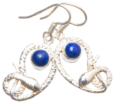 StarGems® Natural Lapis Lazuli Handmade Unique Snake Shape 925 Sterling Silver Earrings 1.75