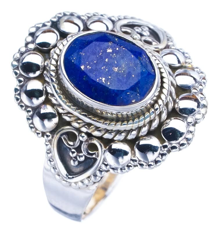 StarGems  Natural Lapis Lazuli Handmade 925 Sterling Silver Ring 8.25 F1802