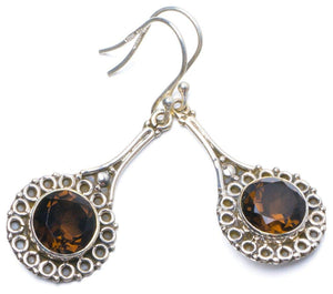 StarGems  Natural Smoky Quartz Handmade Unique 925 Sterling Silver Earrings 2" X5071