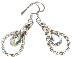 StarGems® Natural Green Amethyst Handmade Unique 925 Sterling Silver Earrings 1.5" X4928