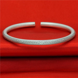 StarGems® Opening Auspicious Clouds Antique Finish Handmade 999 Sterling Silver Bangle Cuff Bracelet For Women Cb0094