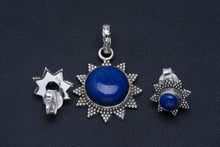 StarGems  Natural Lapis Lazuli Handmade Unique 925 Sterling Silver Jewelry Set Pendant 1.25" Stud 0.5" A3693