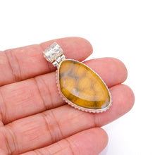 StarGems  Natural Ocean Jasper Punk Style Vintage 925 Sterling Silver Pendant 1 3/4" S1022