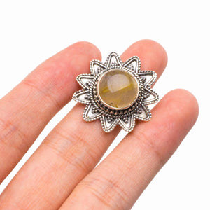 StarGems  Natural Golden Rutile Handmade 925 Sterling Silver Ring 8.75 D4549