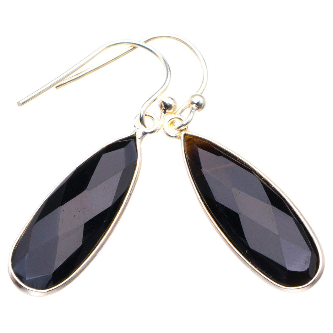 StarGems® Natural Black Onyx Handmade 925 Sterling Silver Earrings 1.5