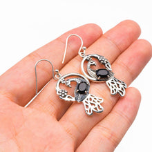 StarGems® Natural Black Onyx Peacock Handmade 925 Sterling Silver Earrings 1.75" D3809