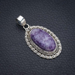 StarGems  Natural Purple Lepidolite Handmade 925 Sterling Silver Pendant 1.75" F4041