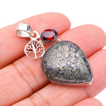 StarGems  Natural Apache Parmyorite Garnet TreeHandmade 925 Sterling Silver Pendant 1.75" F3614