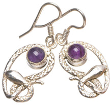 StarGems  Natural Amethyst Snake Handmade Unique Snake Shape 925 Sterling Silver Earrings 1 1/2" T4853