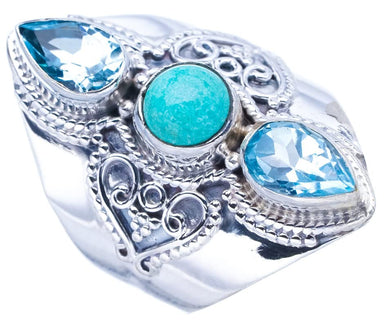 StarGems  Natural Turquoise Blue Topaz Handmade 925 Sterling Silver Ring 7.75 F0678