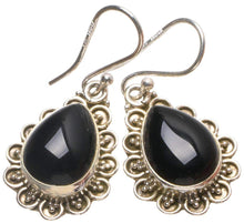 StarGems  Natural Black Onyx Handmade Vintage 925 Sterling Silver Earrings 1 1/2" T4870