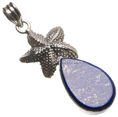 StarGems® Natural Lapis Lazuli Starfish Handmade Vintage Starfish Shape 925 Sterling Silver Pendant 2