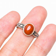 StarGems  Natural Nanjiang Red Agate Opening Concise Handmade 925 Sterling Silver Ring 7 D1024