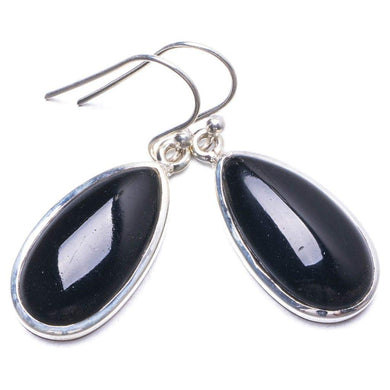 StarGems  Natural Black Onyx Handmade Unique 925 Sterling Silver Earrings 1.25