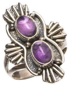 StarGems  Natural Amethyst Handmade Boho 925 Sterling Silver Ring, US Size 6 T5834