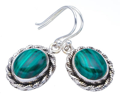 StarGems® Natural Malachite Handmade 925 Sterling Silver Earrings 1.25