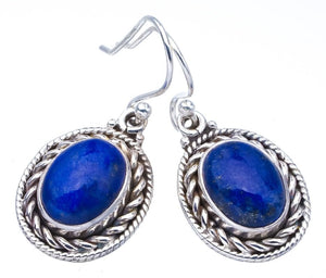 StarGems  Natural Lapis Lazuli Handmade 925 Sterling Silver Earrings 1.25" F5663