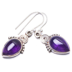 StarGems® Natural Amethyst Handmade Unique 925 Sterling Silver Earrings 1.25" Y3545