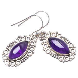 StarGems® Natural Amethyst Handmade Unique 925 Sterling Silver Earrings 1.25" Y3235