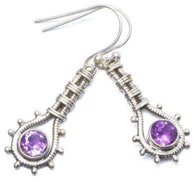 StarGems  Natural Amethyst Handmade Unique 925 Sterling Silver Earrings 1.5