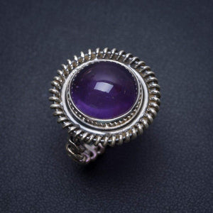 StarGems® Natural Amethyst Handmade Boho 925 Sterling Silver Ring, US Size 5 S2444