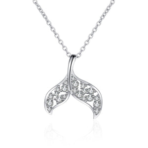 StarGems® Mermaid Tail 0.393cttw Moissanite 925 Silver Platinum Plated Necklace 40+5cm NX004