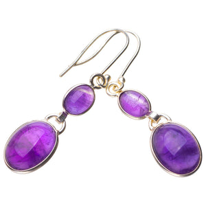 StarGems  Natural Amethyst Handmade 925 Sterling Silver Earrings 1.75" D7135