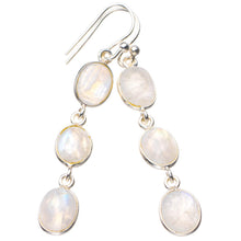 StarGems® Natural Rainbow Moonstone Handmade 925 Sterling Silver Earrings 2" D6530