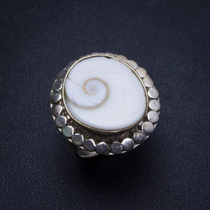 StarGems® Natural Shiva Shell Handmade Unique 925 Sterling Silver Ring, US Size 5.75 T7563