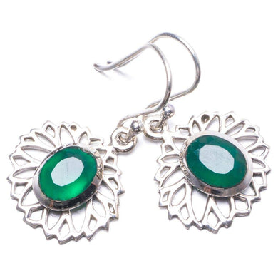 StarGems  Natural Chrysoprase Handmade Unique 925 Sterling Silver Earrings 1.25